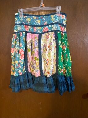 Matilda Jane Boho Floral Patchwork Knee-Length Skirt - Teal & Multicolor